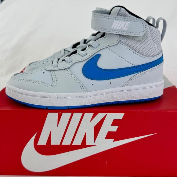 NEW Nike Court Borough Mid 2 < Size 13C > Pure Platinum/Photo Blue - Picture 1 of 5